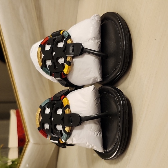 ●NEW●RARE●Miller Embroidered Sandal in Black and Multi Color Thread - Picture 10 of 13